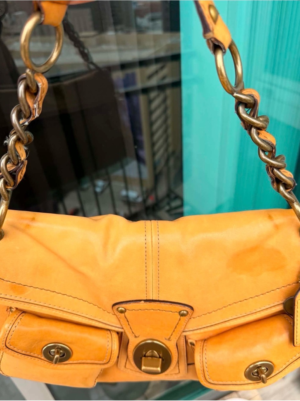 Coach Legacy Leigh 65th Leather Shoulder bag with Chain-Linked Handle